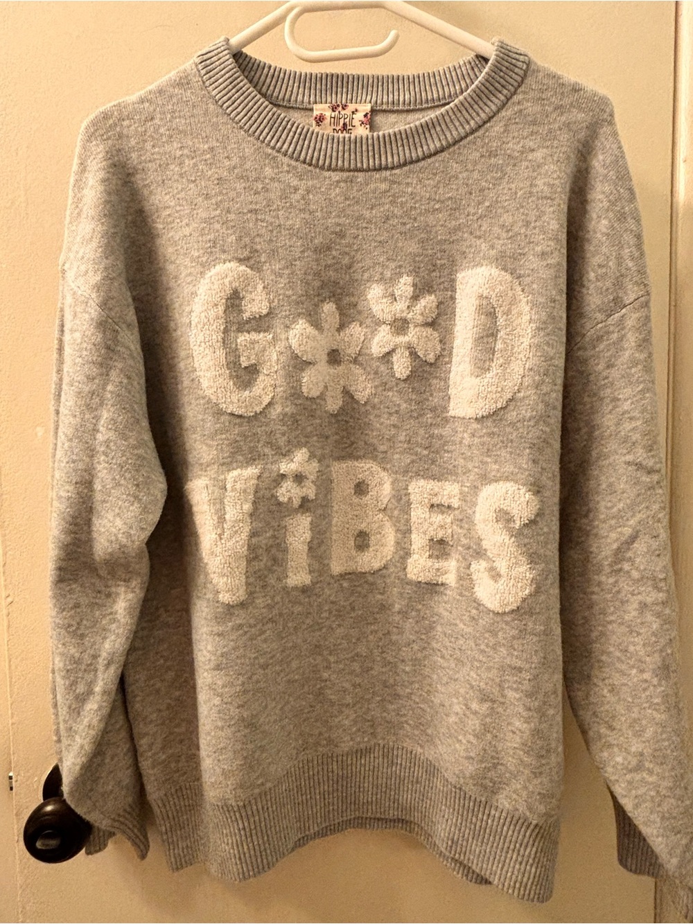 Hippie Rose Gray 'Good Vibes' Crewneck Sweater